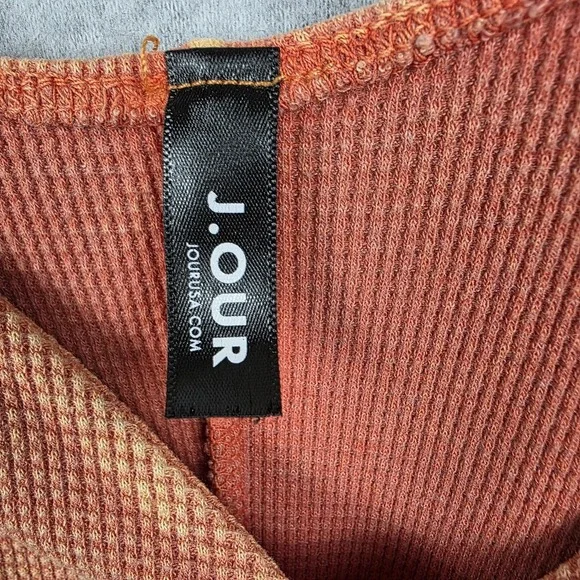 J.OUR Suspender Mini Dress Womens Small Orange Waffle Knit Hook Eye Straps - Picture 3 of 9